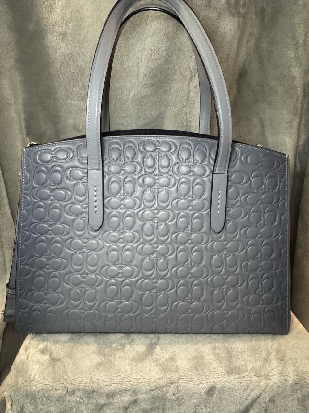 Coach Charlie Carry all Tote Handbag in Stone blue/gray